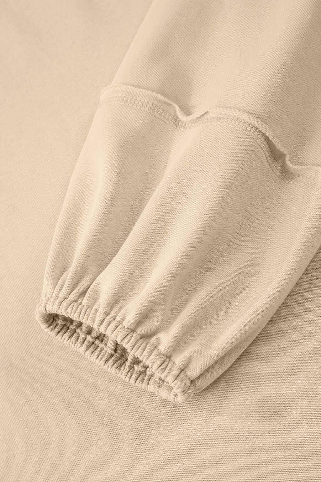 Beige Solid Color Raw Seam Patchwork Baggy Sweatshirt SALE