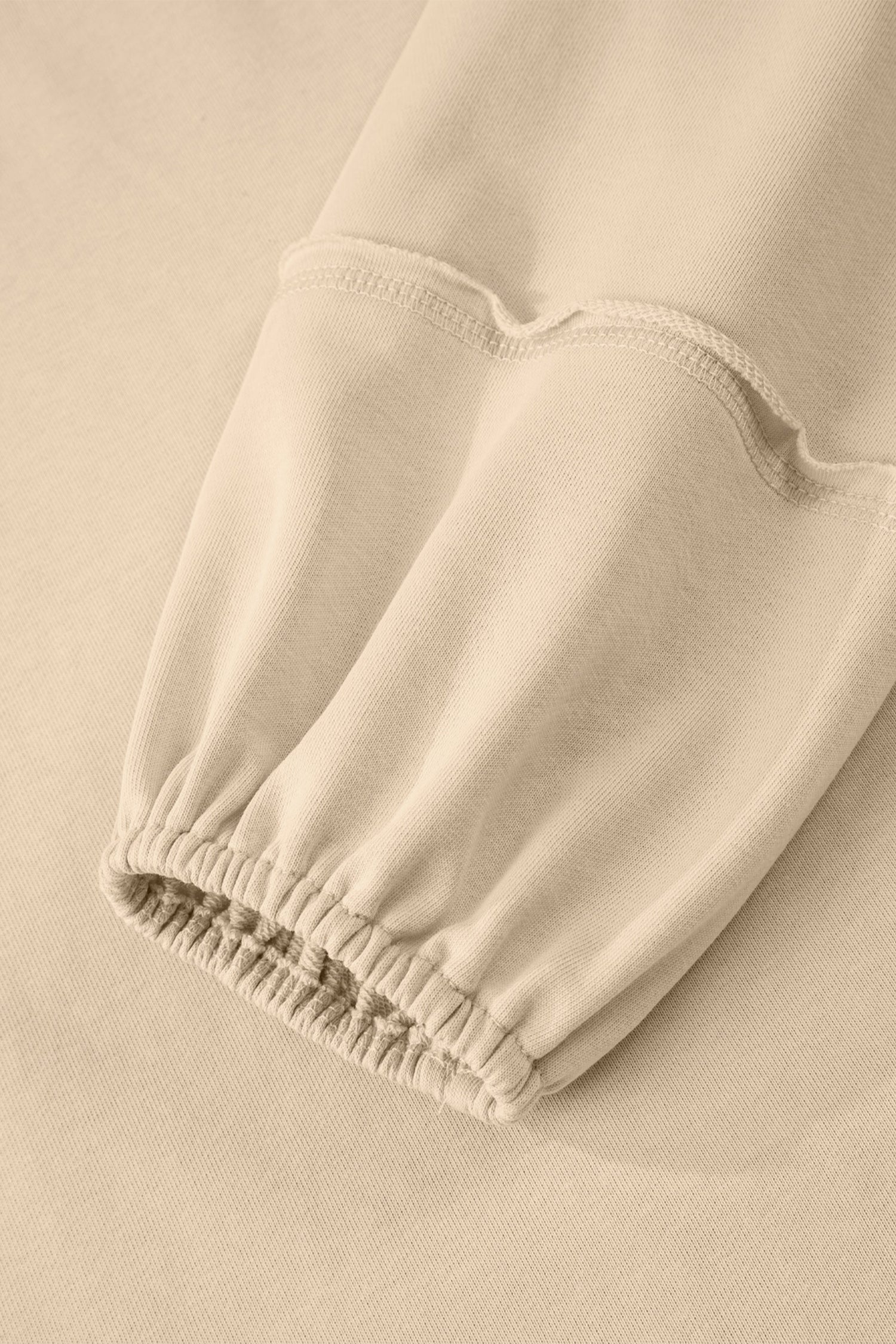 Beige Solid Color Raw Seam Patchwork Baggy Sweatshirt SALE