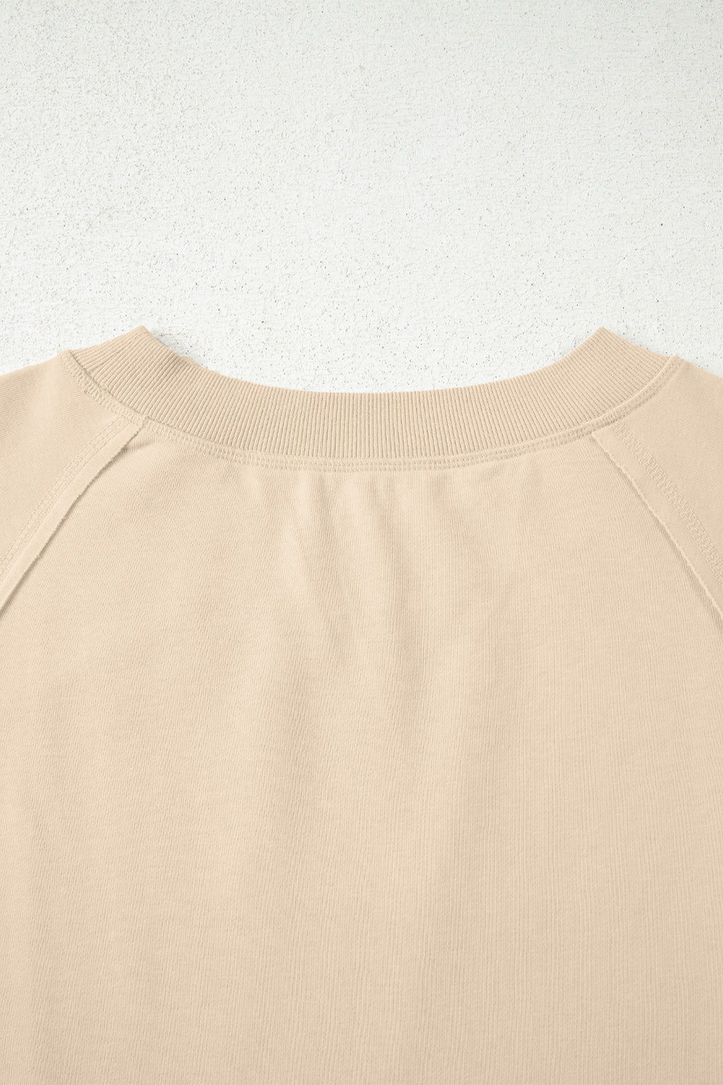 Beige Solid Color Raw Seam Patchwork Baggy Sweatshirt SALE
