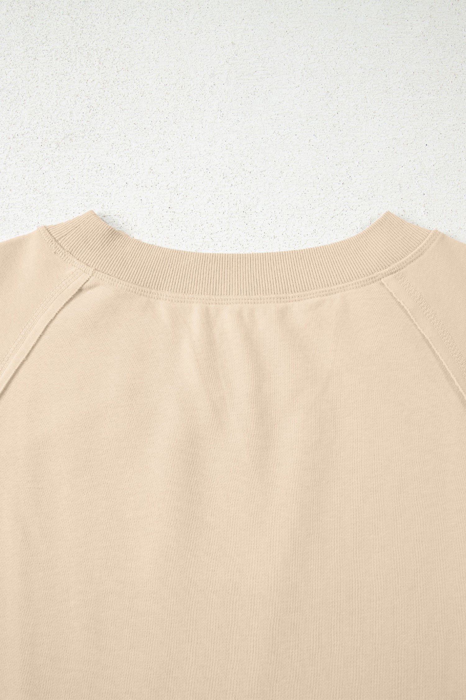 Beige Solid Color Raw Seam Patchwork Baggy Sweatshirt SALE