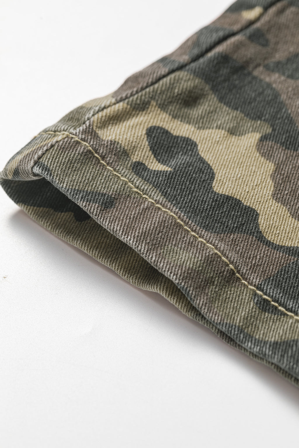 Green Camouflage High Rise Denim Shorts SALE