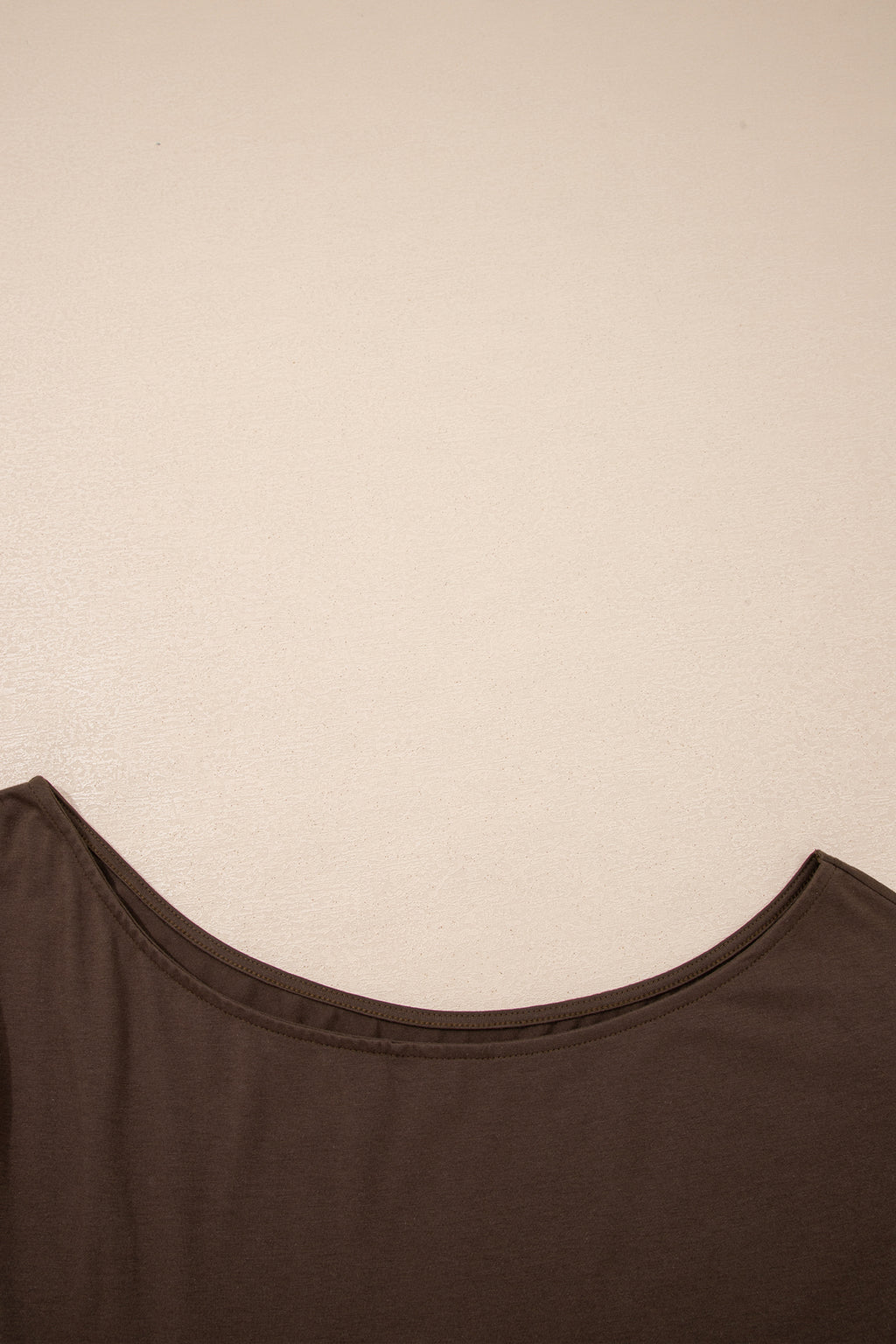 Coffee Plus Size Solid Color Asymmetric Neck Short Sleeve Blouse PLUS AVAILABLE