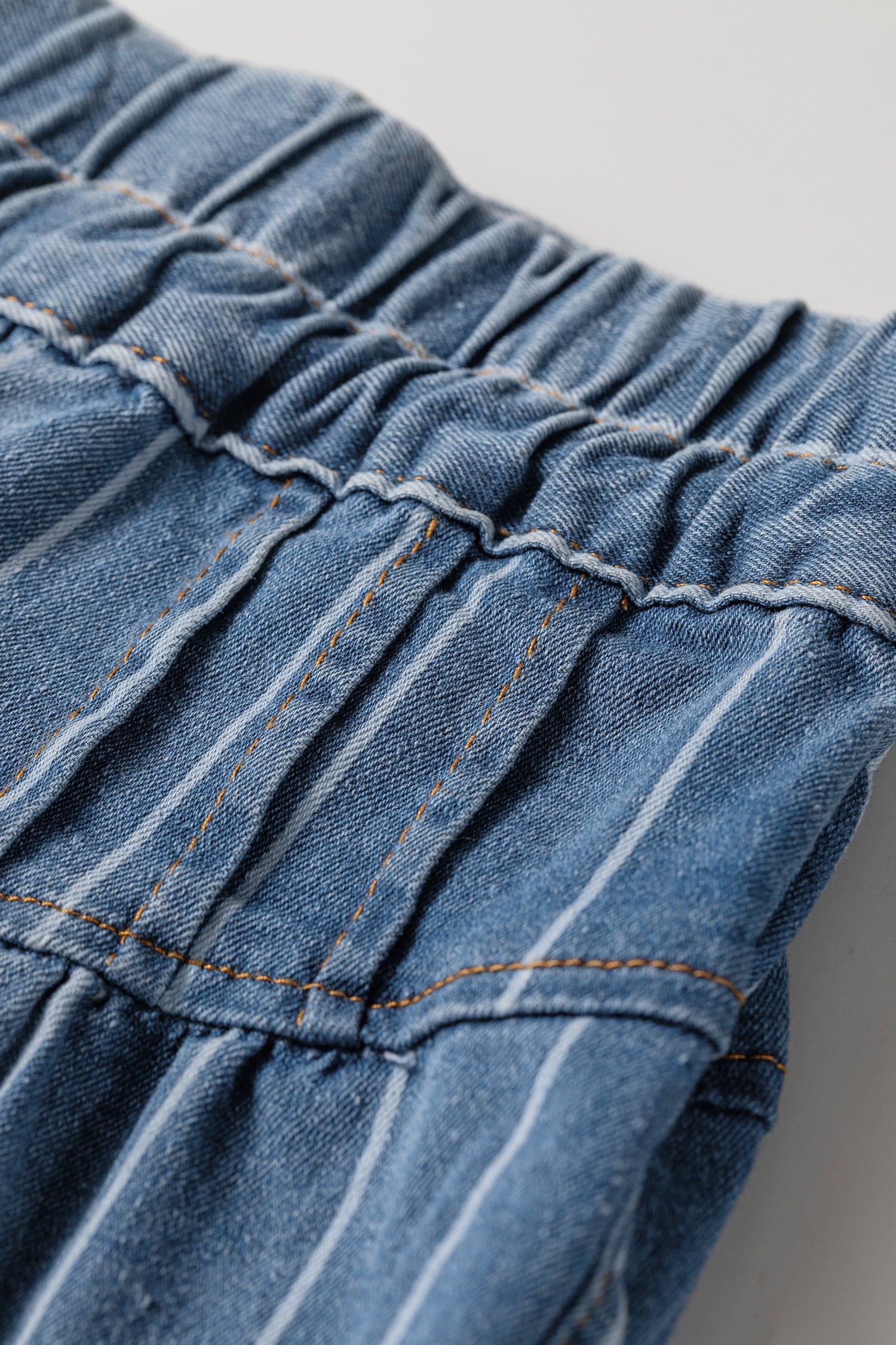 Sky Blue Stripe Plus Size Buttoned Loose Wide Leg Denim Pants SALE