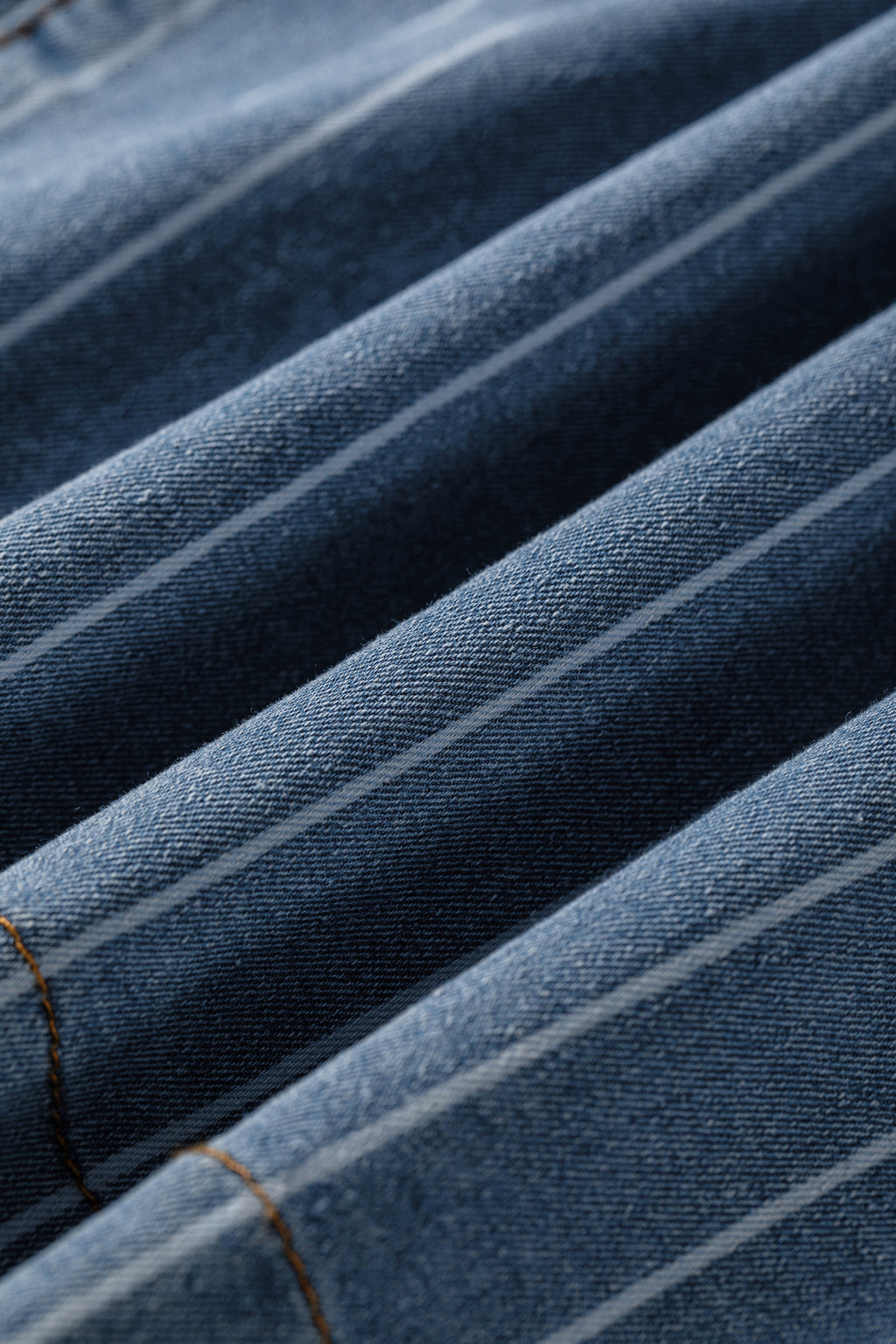 Sky Blue Stripe Plus Size Buttoned Loose Wide Leg Denim Pants SALE