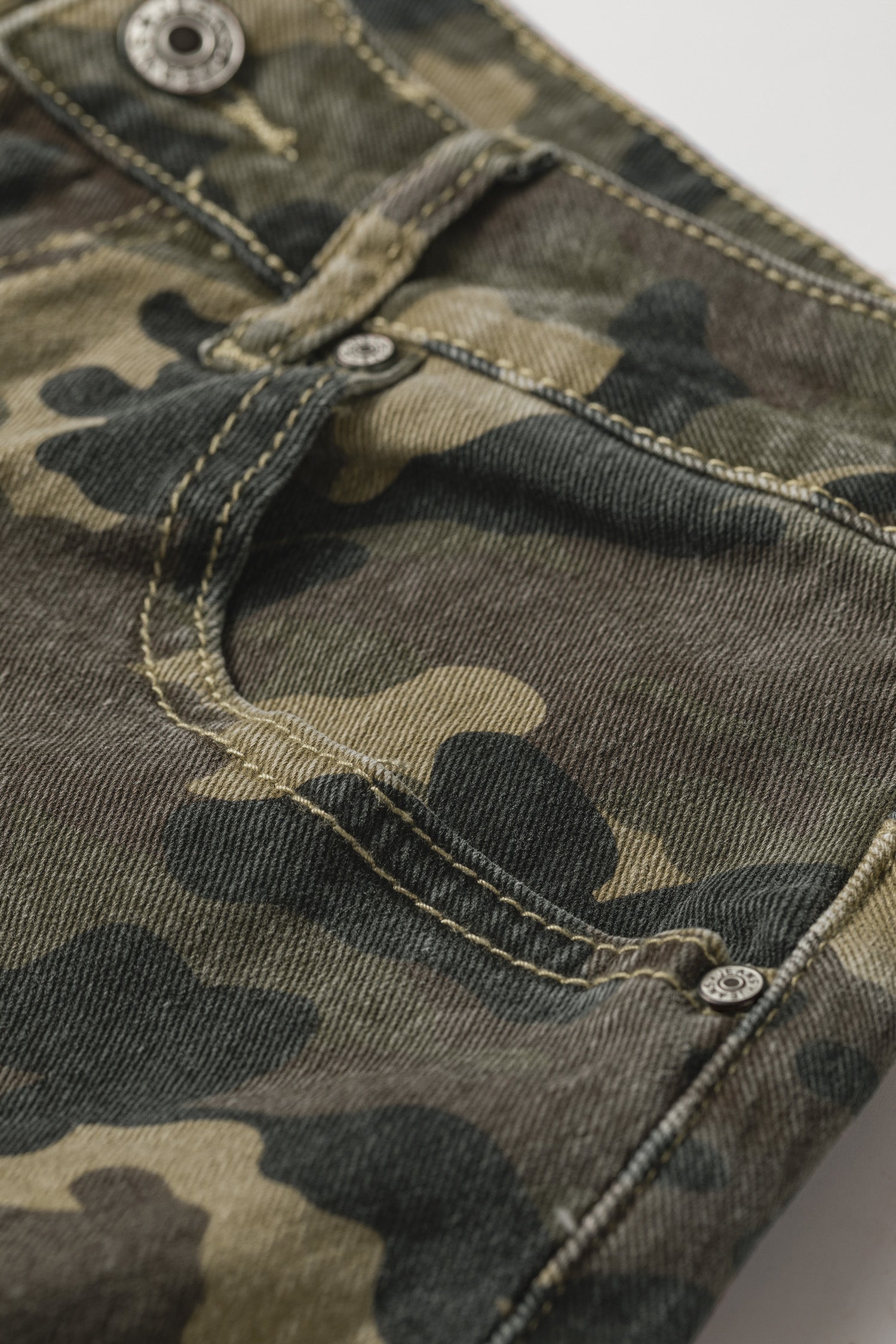Green Camouflage High Rise Denim Shorts SALE