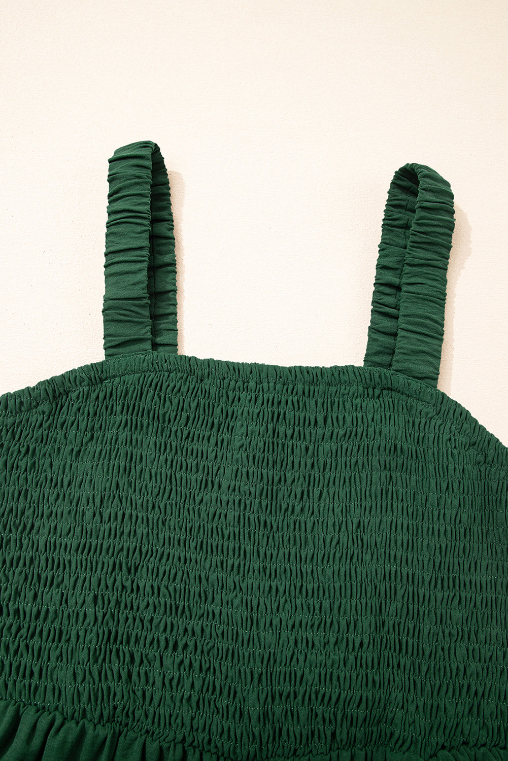 Green Smocked Sleeveless Wide Leg Jumpsuit with Pockets PLUS AVAILABLE