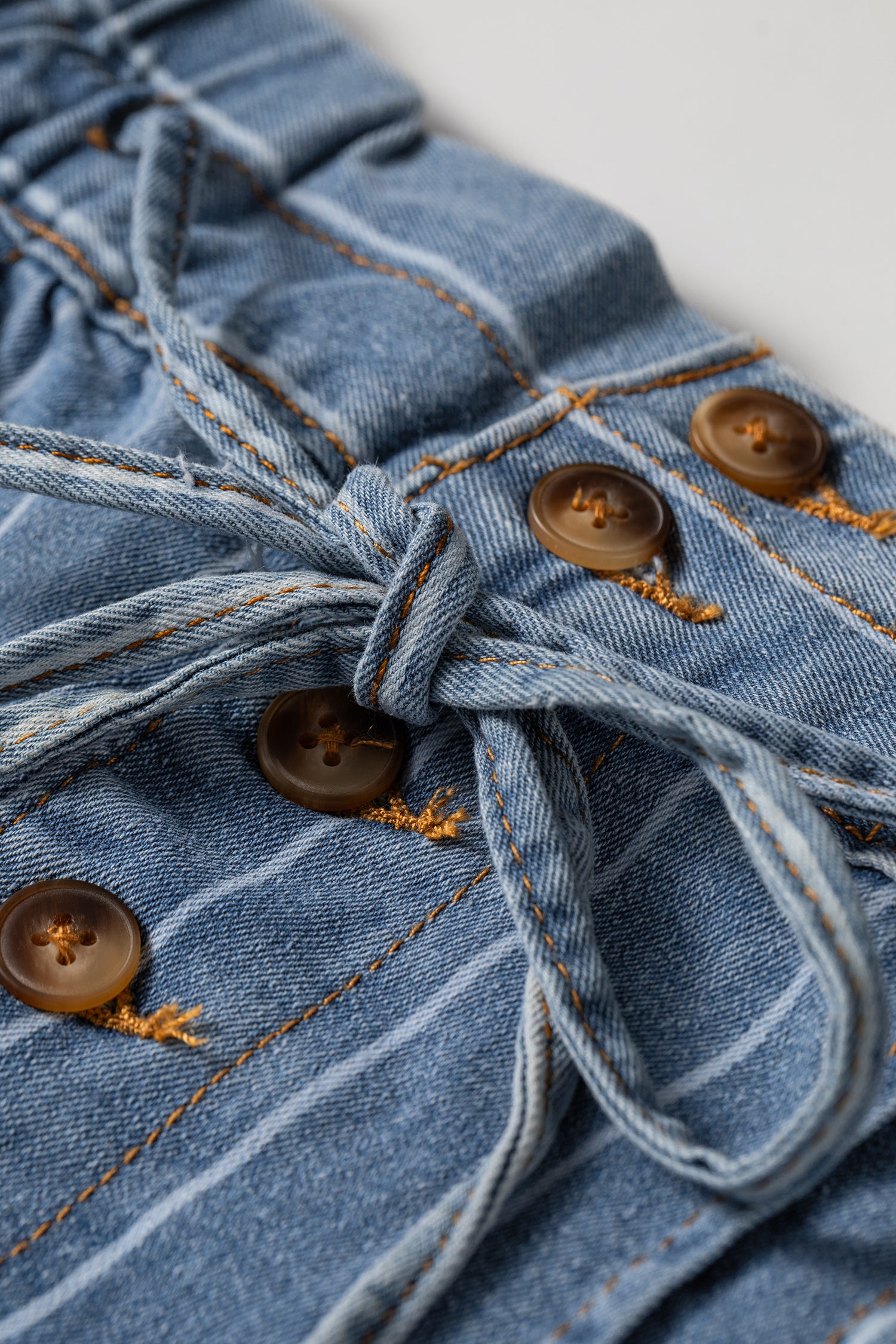 Sky Blue Stripe Plus Size Buttoned Loose Wide Leg Denim Pants SALE