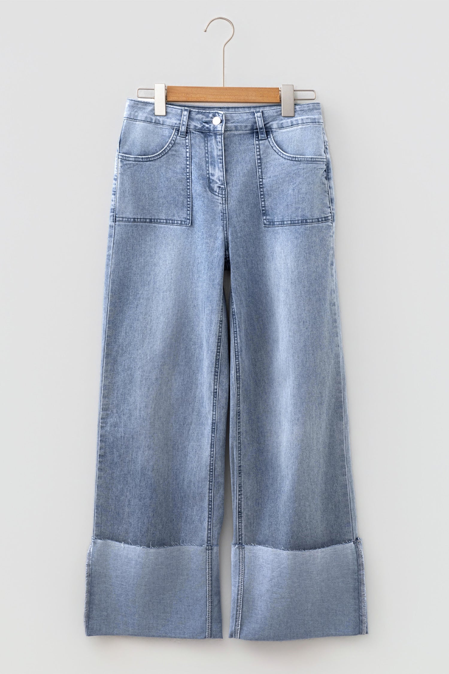 Beau Blue Turn-up Cuffs Womens Loose Jeans SALE
