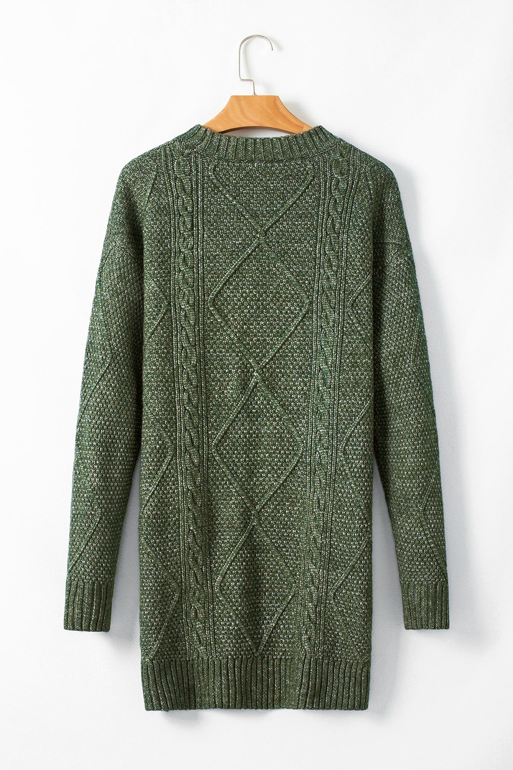 Mist Green Cable Knit Drop Shoulder Loose Fit Sweater Dress PLUS AVAILABLE SALE