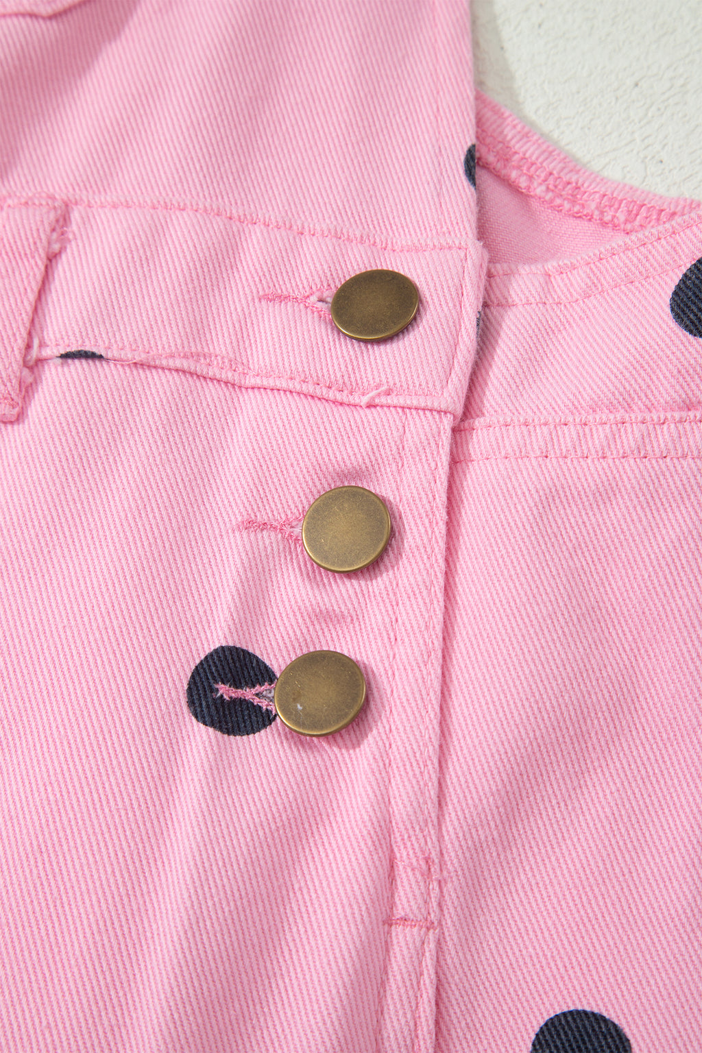 Light French Beige Polka Dot Print Bib Pocket Denim Barrel Overalls Jumpsuit SALE