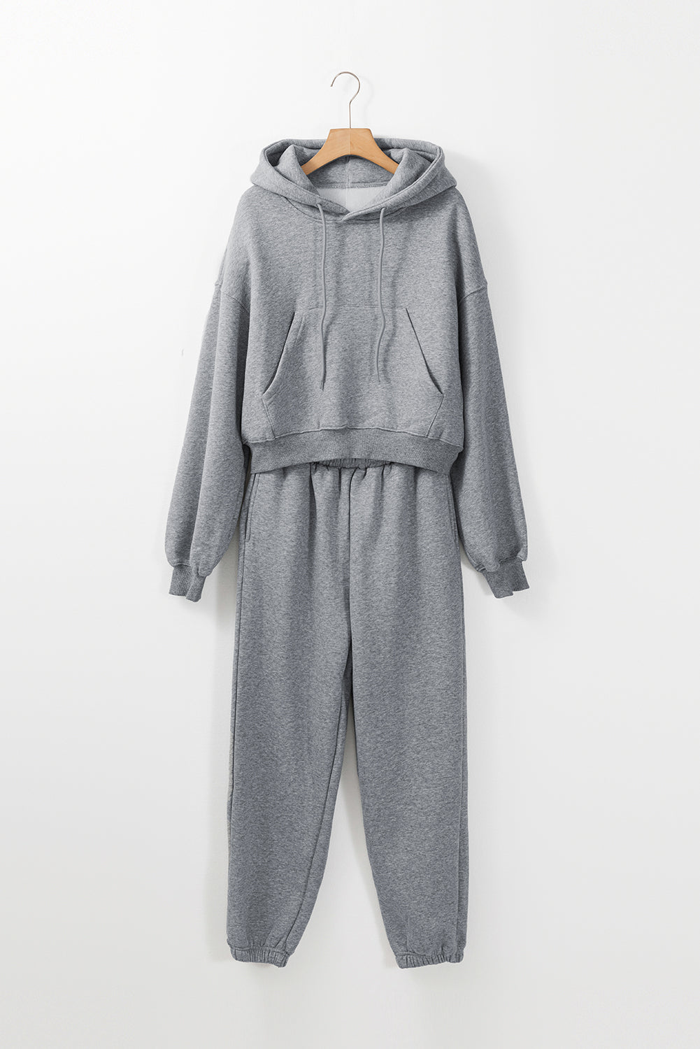 Gray Solid Drop Shoulder Hoodie and Joggers Activewear Set PLUS AVAILIBLE SALES