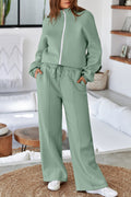 Clearly Aqua Drop Shoulder Zip Up Jacket Drawstring Pants Active 2pcs Set PLUS AVAILABLE SALE