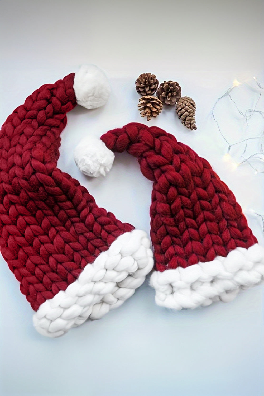 SALE Dearlove Red Dahlia Color Block Pom Pom Decor Chunky Knitted Christmas Hat