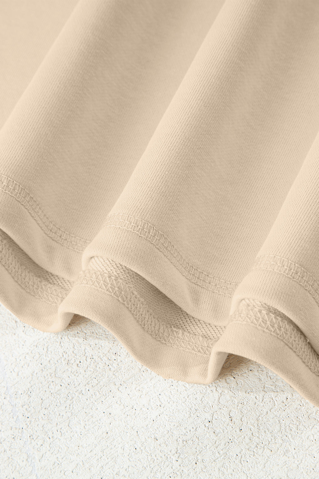 Beige Solid Color Raw Seam Patchwork Baggy Sweatshirt SALE