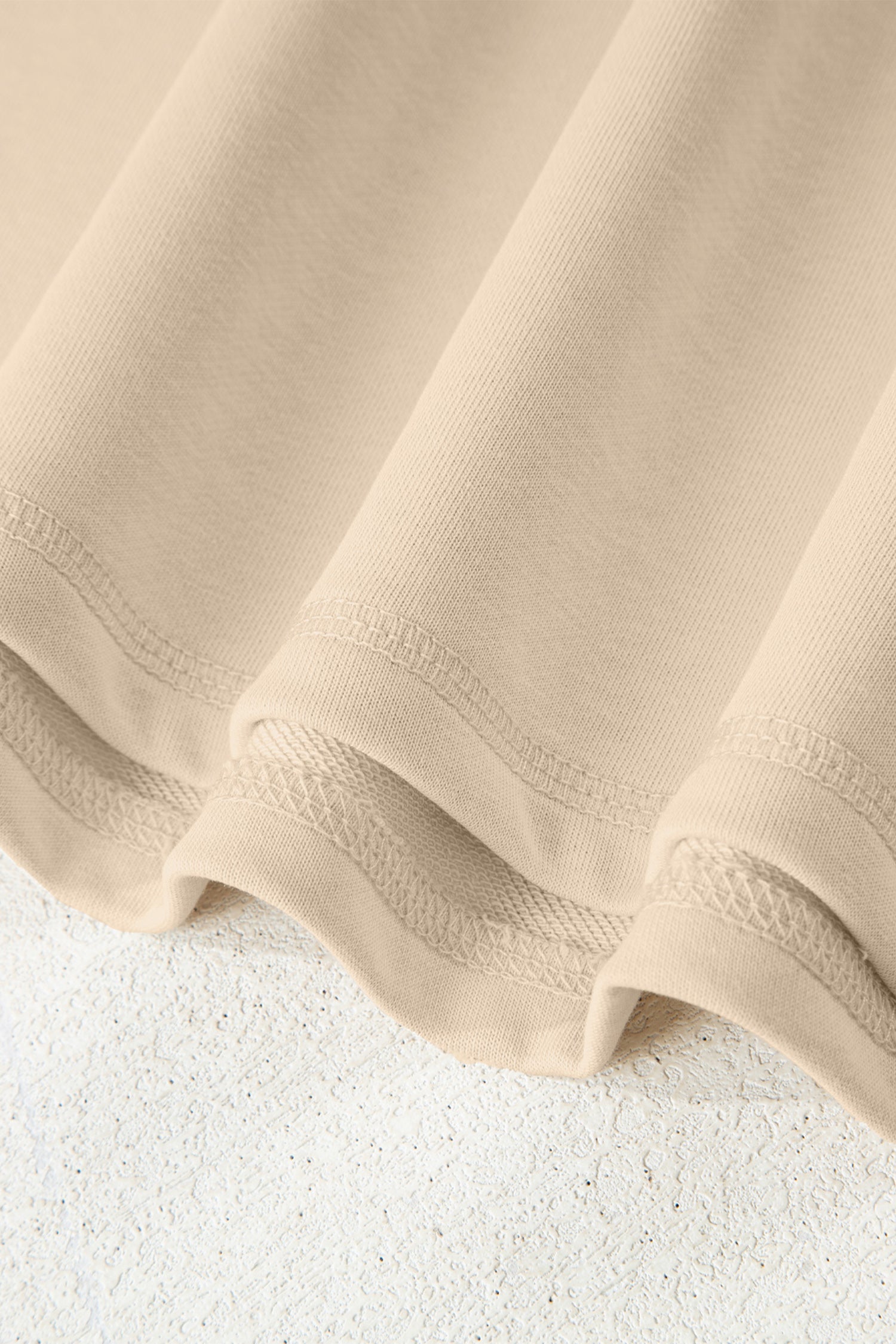 Beige Solid Color Raw Seam Patchwork Baggy Sweatshirt SALE