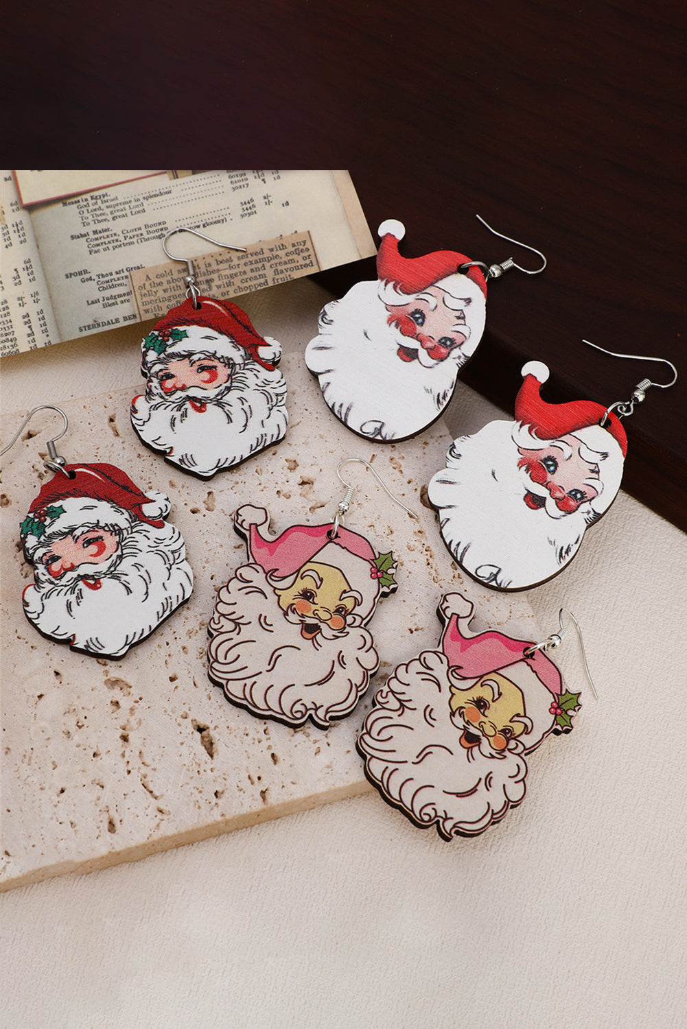 SALE White 3 Pairs Christmas Santa Clause Pendant Hook Earrings
