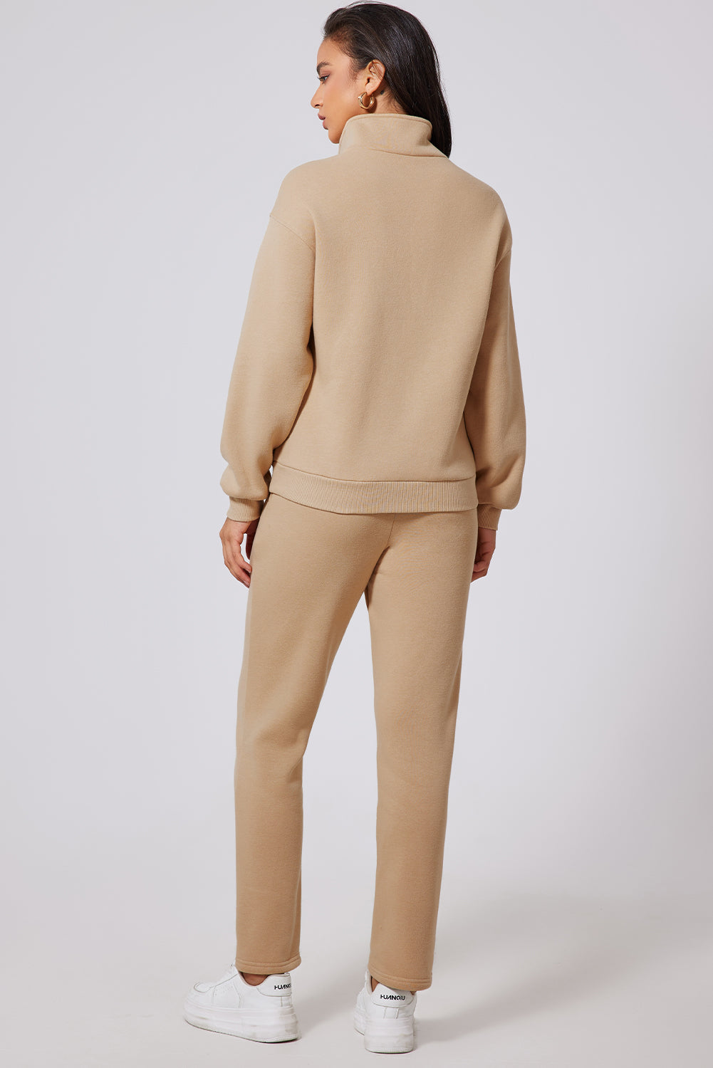 Parchment Solid Half Button Sweatshirt and High Waist Sweatpants Set PLUS AVAILIBLE SALE