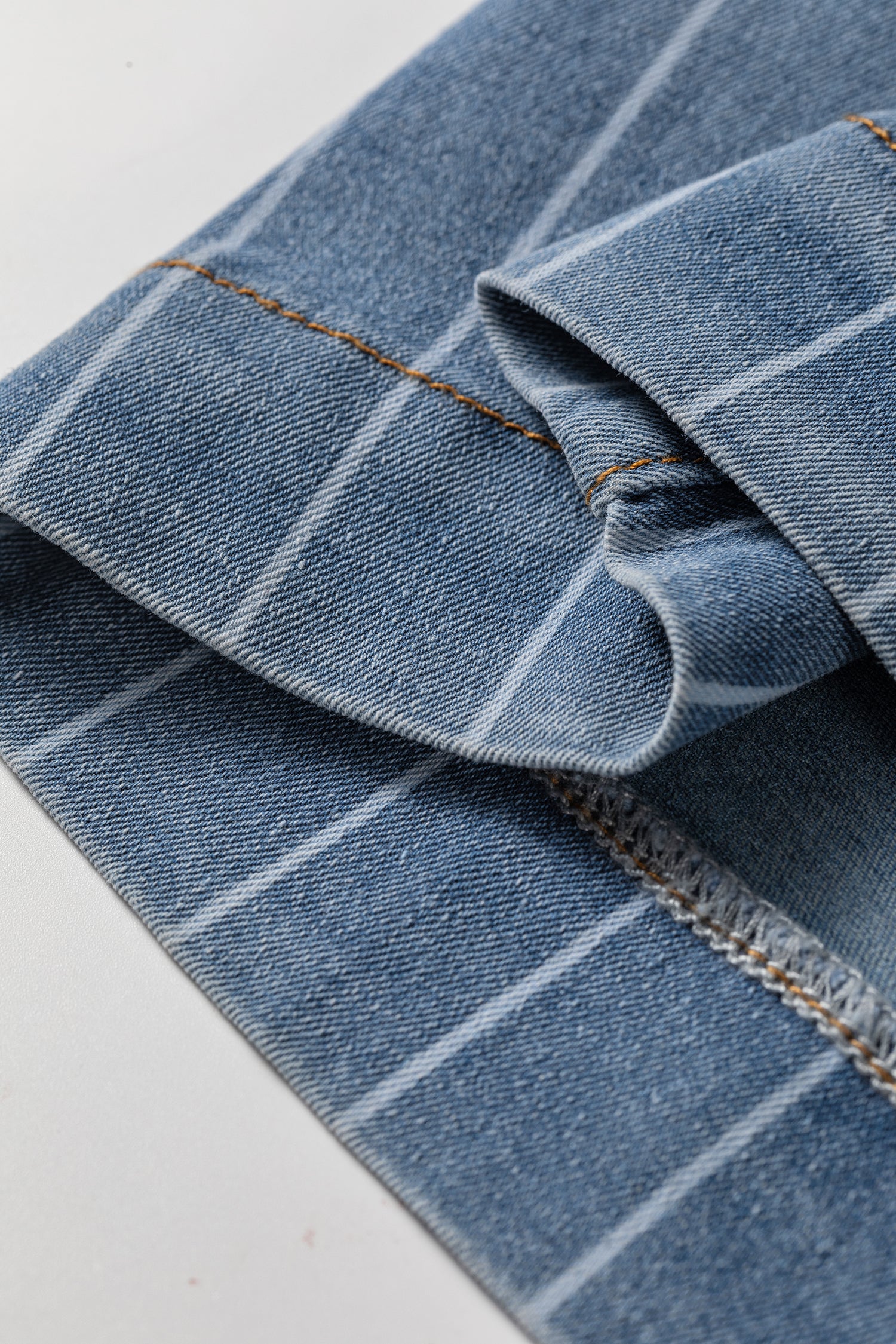 Sky Blue Stripe Plus Size Buttoned Loose Wide Leg Denim Pants SALE