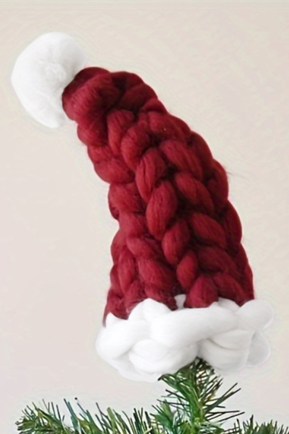 SALE Dearlove Red Dahlia Color Block Pom Pom Decor Chunky Knitted Christmas Hat
