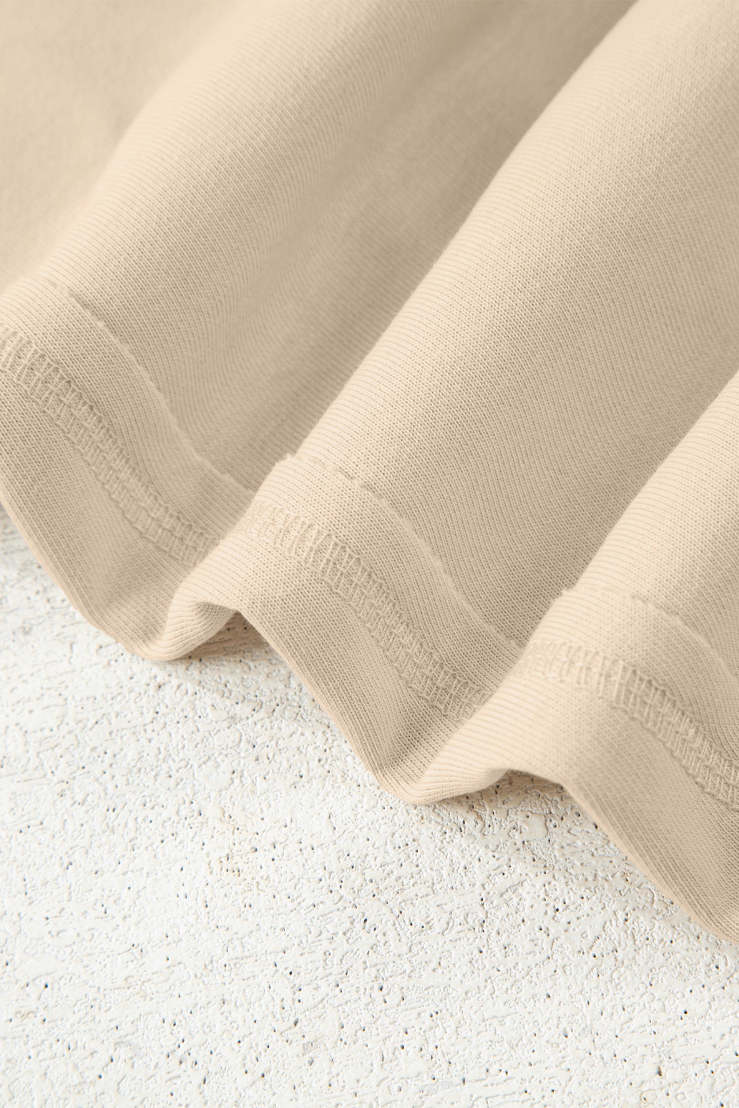 Beige Solid Color Raw Seam Patchwork Baggy Sweatshirt SALE