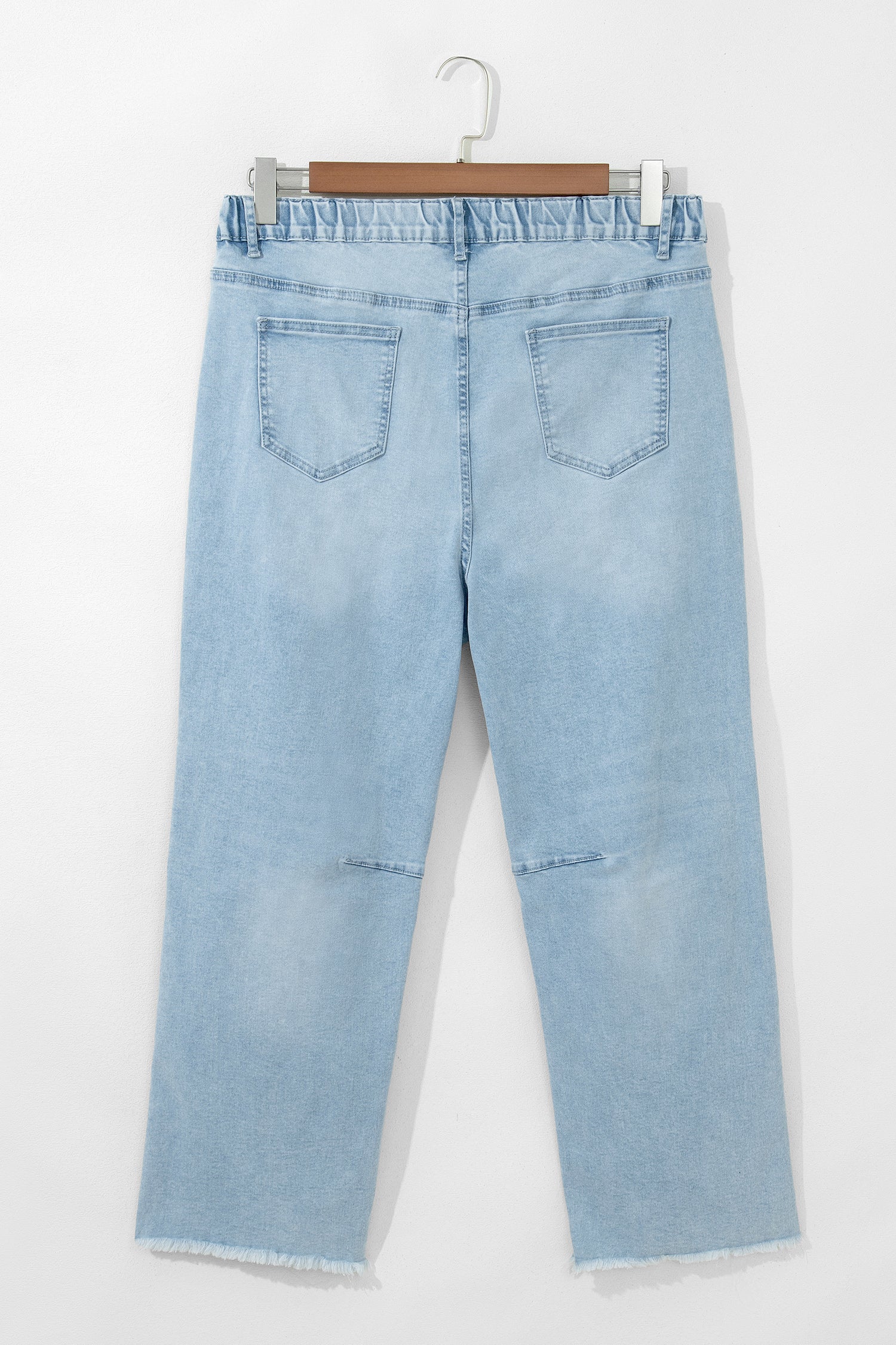 Beau Blue Plus Size Seam Detail Patch Pocket Raw Cut Shift Jeans SALE