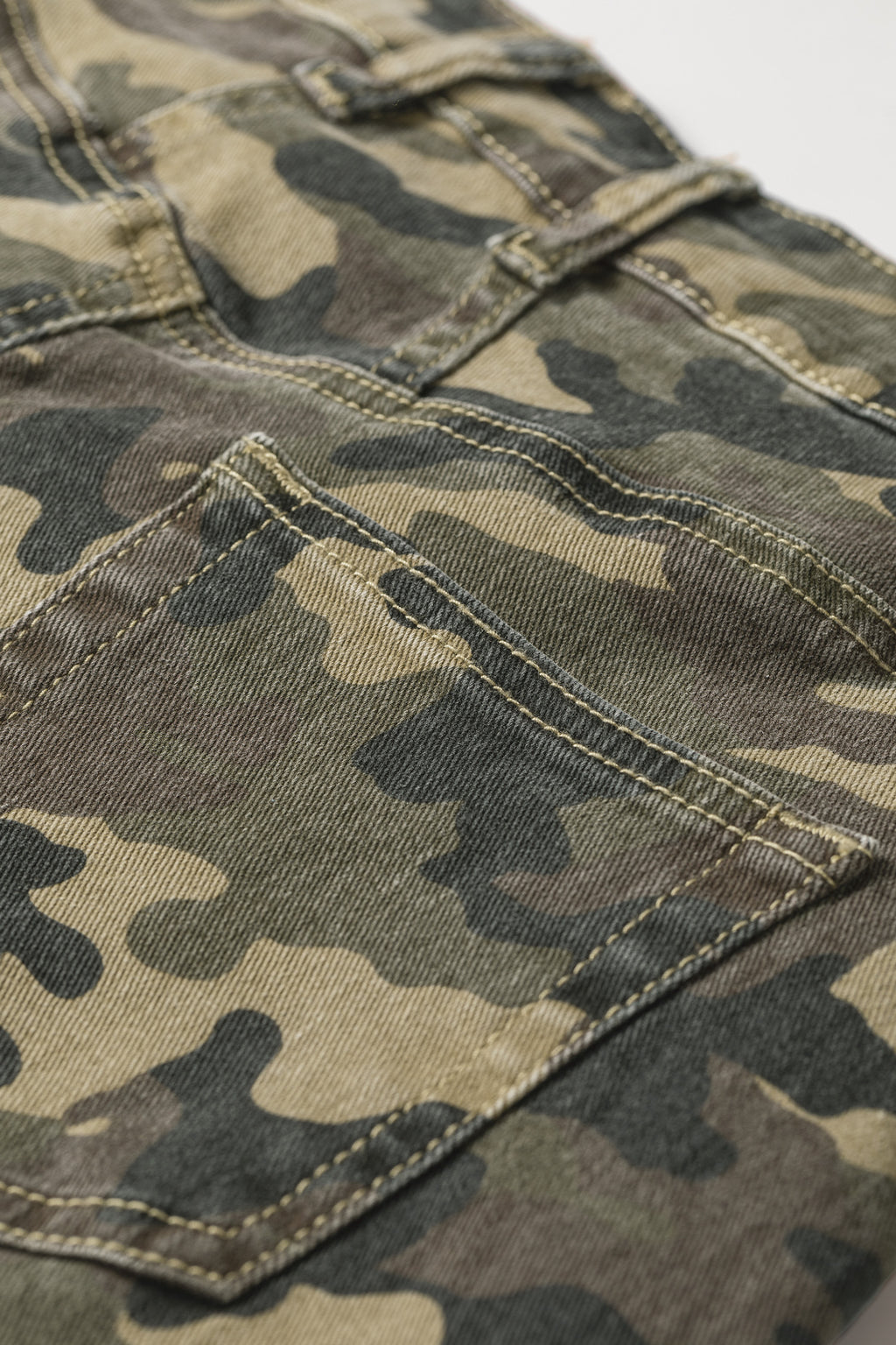 Green Camouflage High Rise Denim Shorts SALE