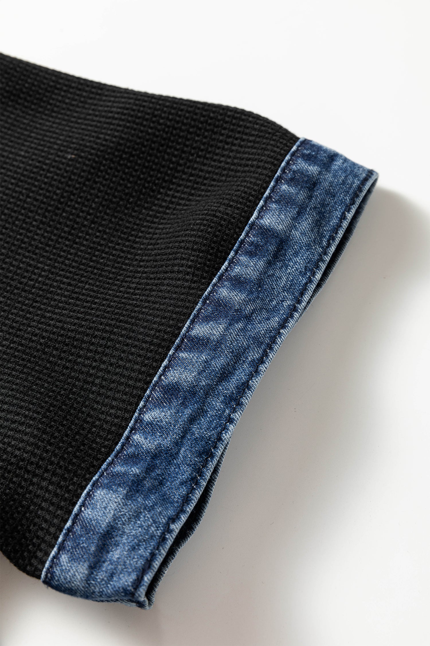 Black Colorblock Denim Collar Short Sleeve Plus Size Shift Dress SALE
