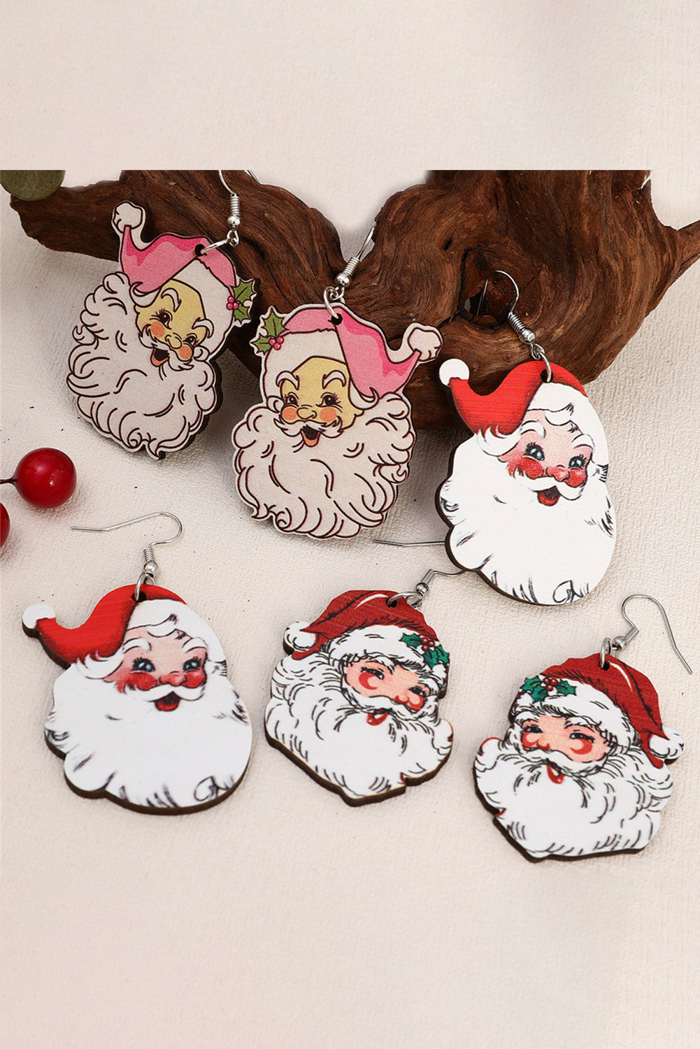SALE White 3 Pairs Christmas Santa Clause Pendant Hook Earrings