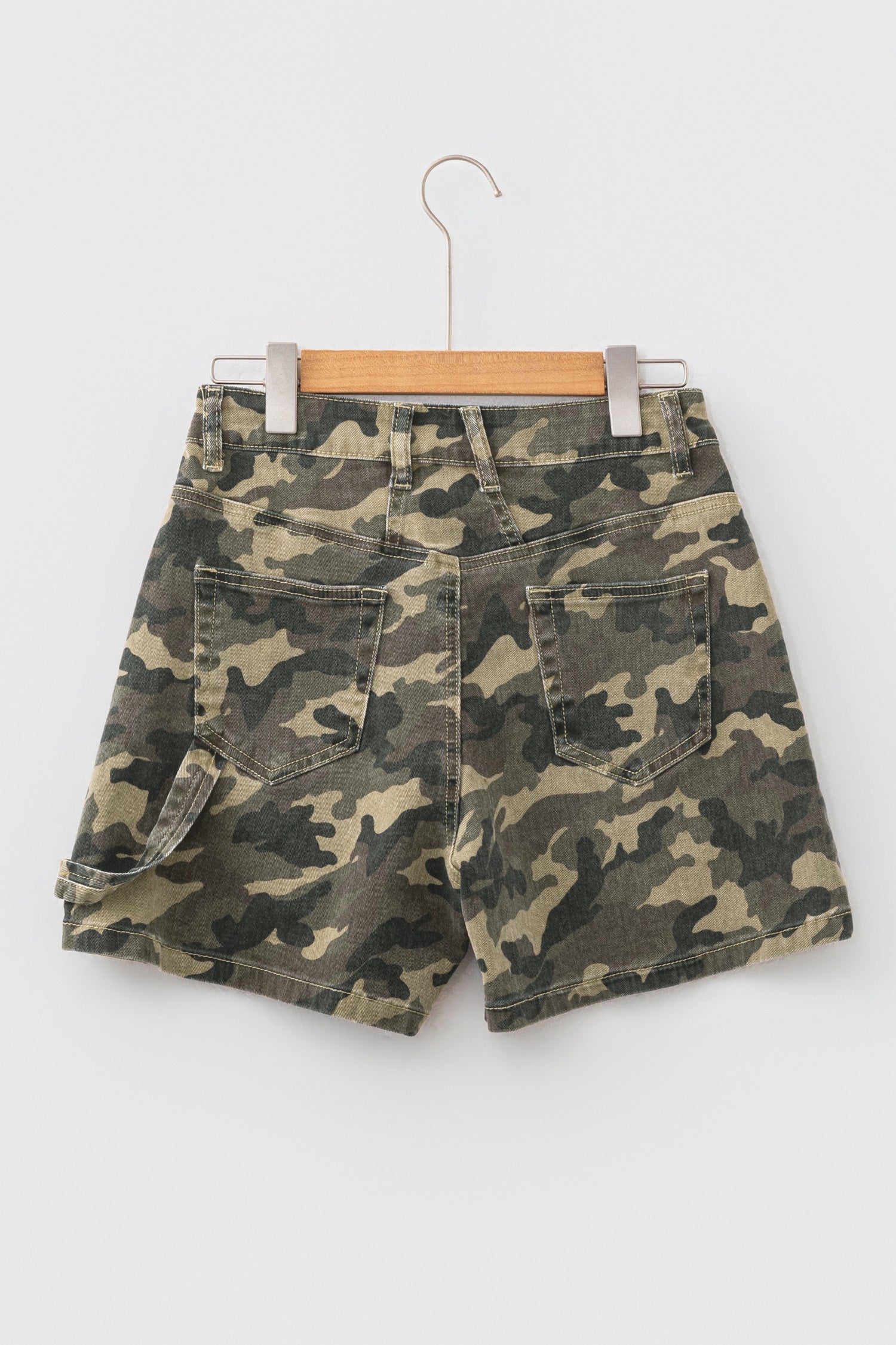 Green Camouflage High Rise Denim Shorts SALE