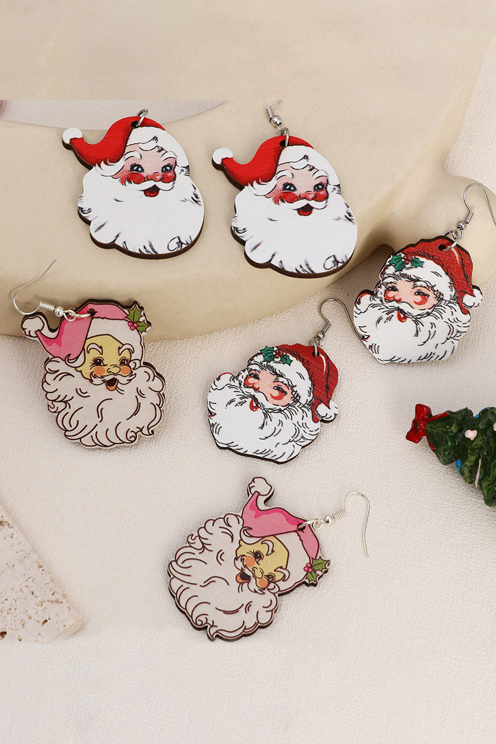 SALE White 3 Pairs Christmas Santa Clause Pendant Hook Earrings