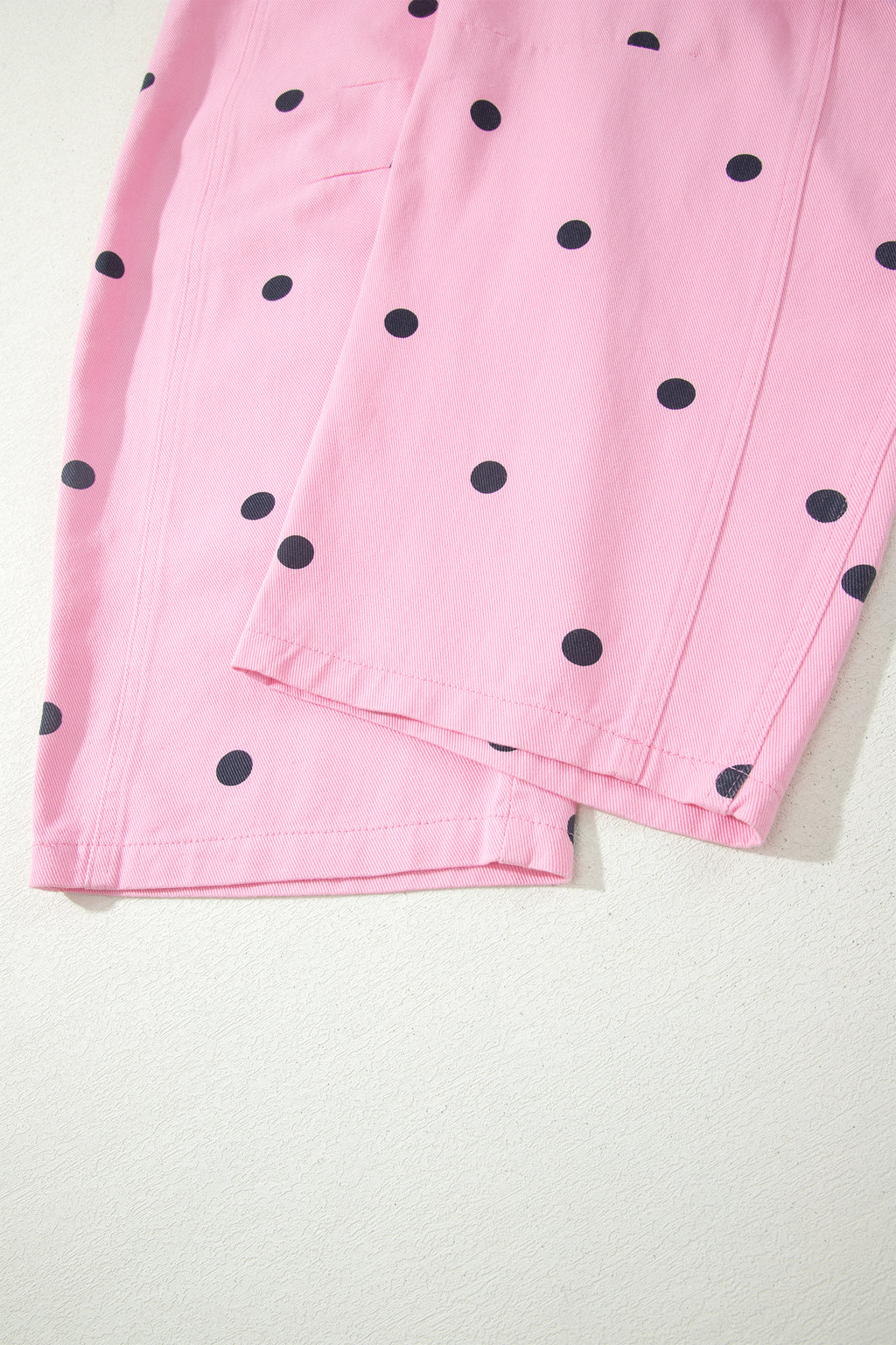 Light French Beige Polka Dot Print Bib Pocket Denim Barrel Overalls Jumpsuit SALE