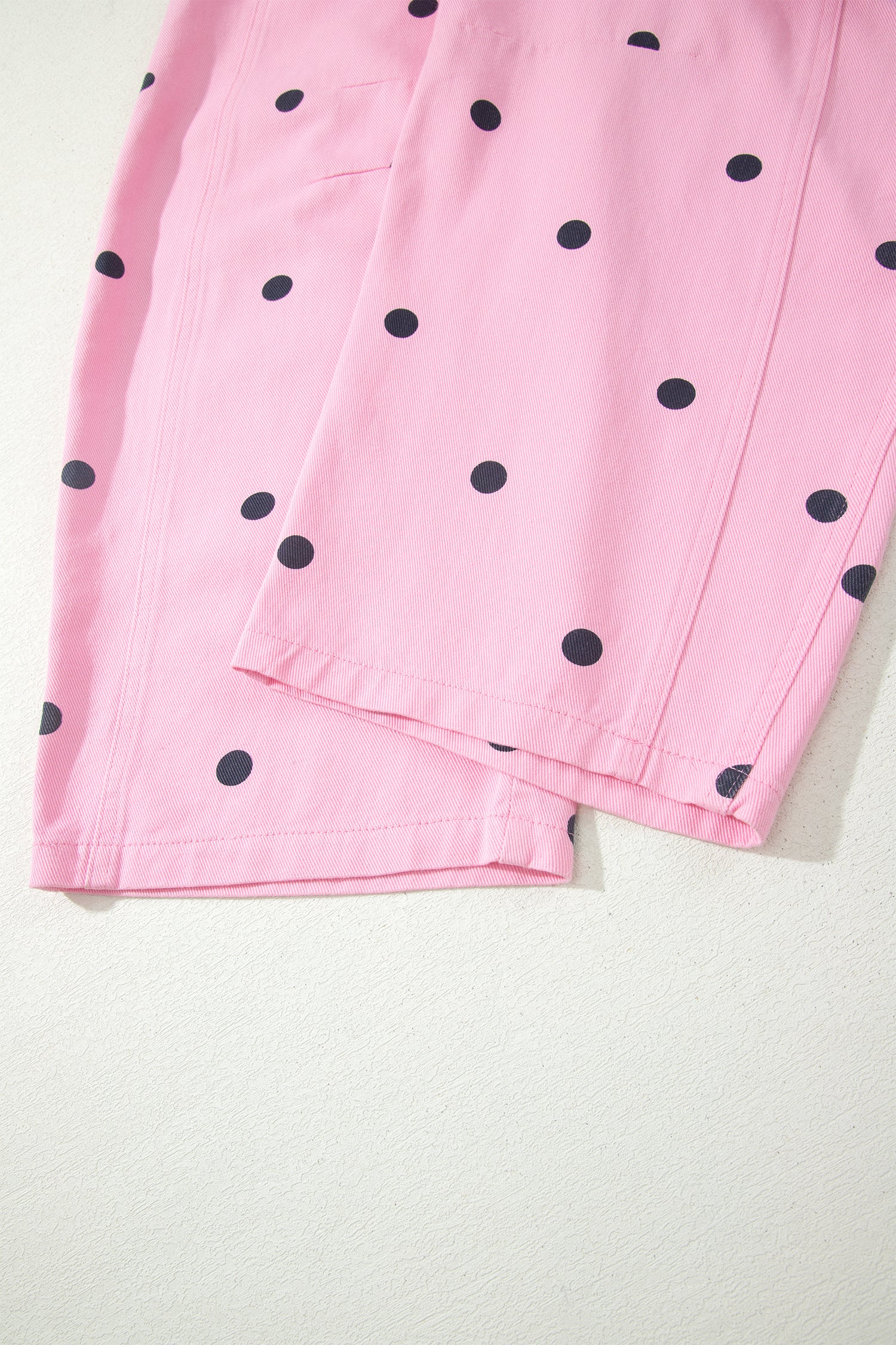 Light French Beige Polka Dot Print Bib Pocket Denim Barrel Overalls Jumpsuit SALE