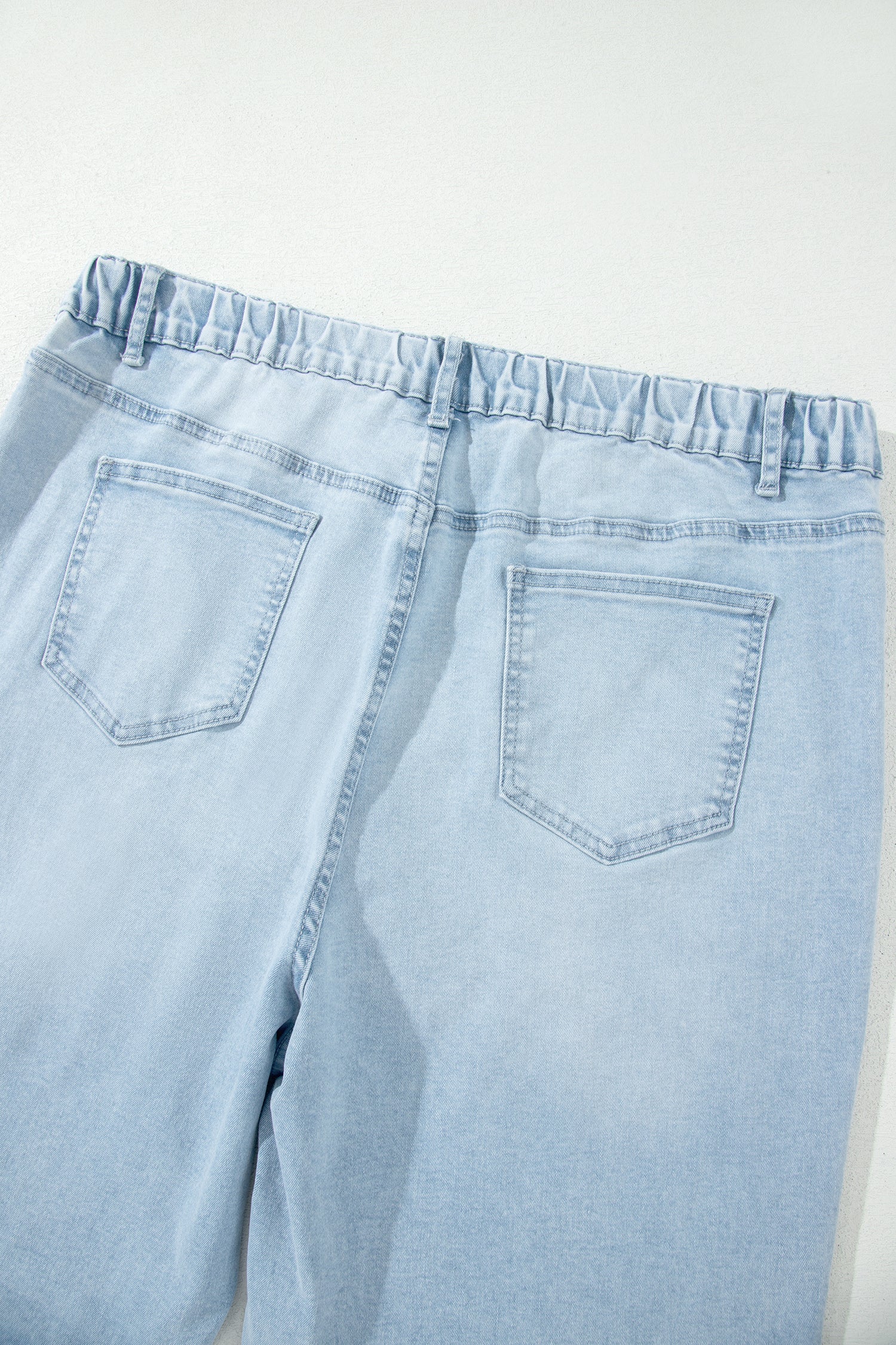 Beau Blue Plus Size Seam Detail Patch Pocket Raw Cut Shift Jeans SALE