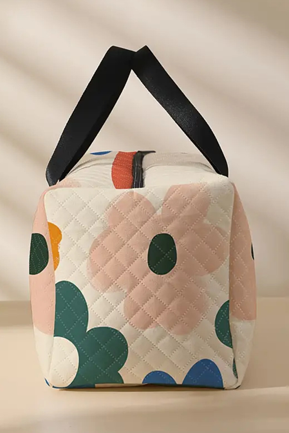 White Flower Print Quilted Large Duffel Bag SALE